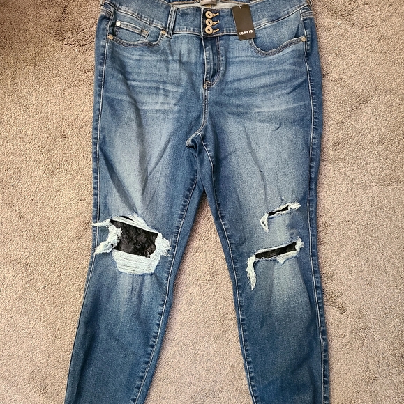 Torrid Deconstructed Jegging with Lace Underlay - Picture 3 of 5